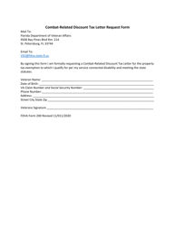 FDVA Form 200 &quot;Combat-Related Discount Tax Letter Request Form&quot; - Florida