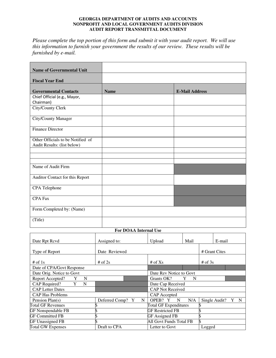 Audit Report Transmittal Document - Georgia (United States), Page 1