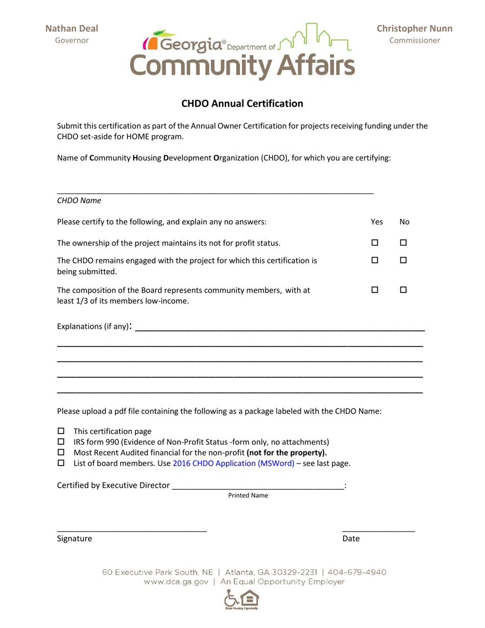 Chdo Annual Certification - Georgia (United States), Page 1
