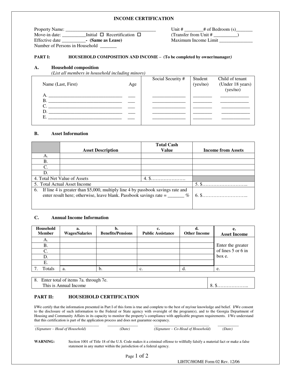 LIHTC/HOME Form 02 Fill Out, Sign Online and Download Printable PDF