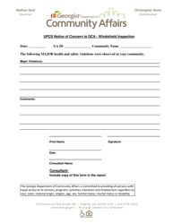 Document preview: Upcs Notice of Concern to Dca - Windshield Inspection - Georgia (United States)