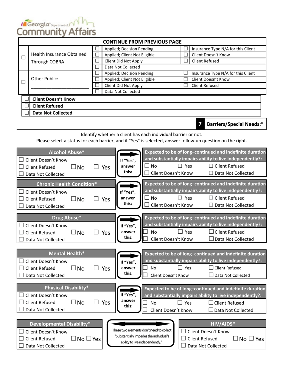 Hmis Hopwa Intake Form - Head of Households  Adults - Georgia (United States), Page 4
