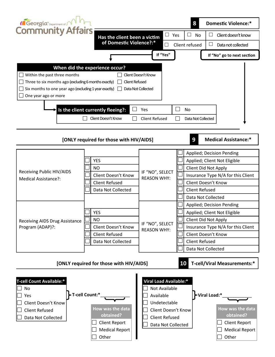 Hmis Hopwa Intake Form - Head of Households  Adults - Georgia (United States), Page 5