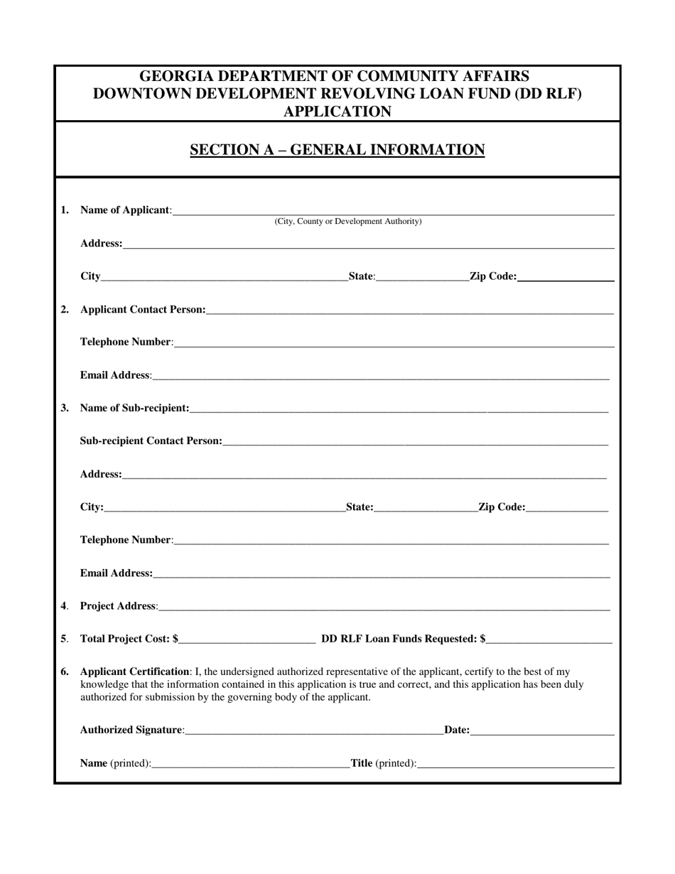 Downtown Development Revolving Loan Fund Loan Application - Georgia (United States), Page 3