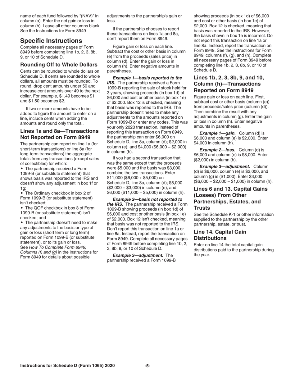 Instructions for IRS Form 1065 Schedule D Capital Gains and Losses, Page 5