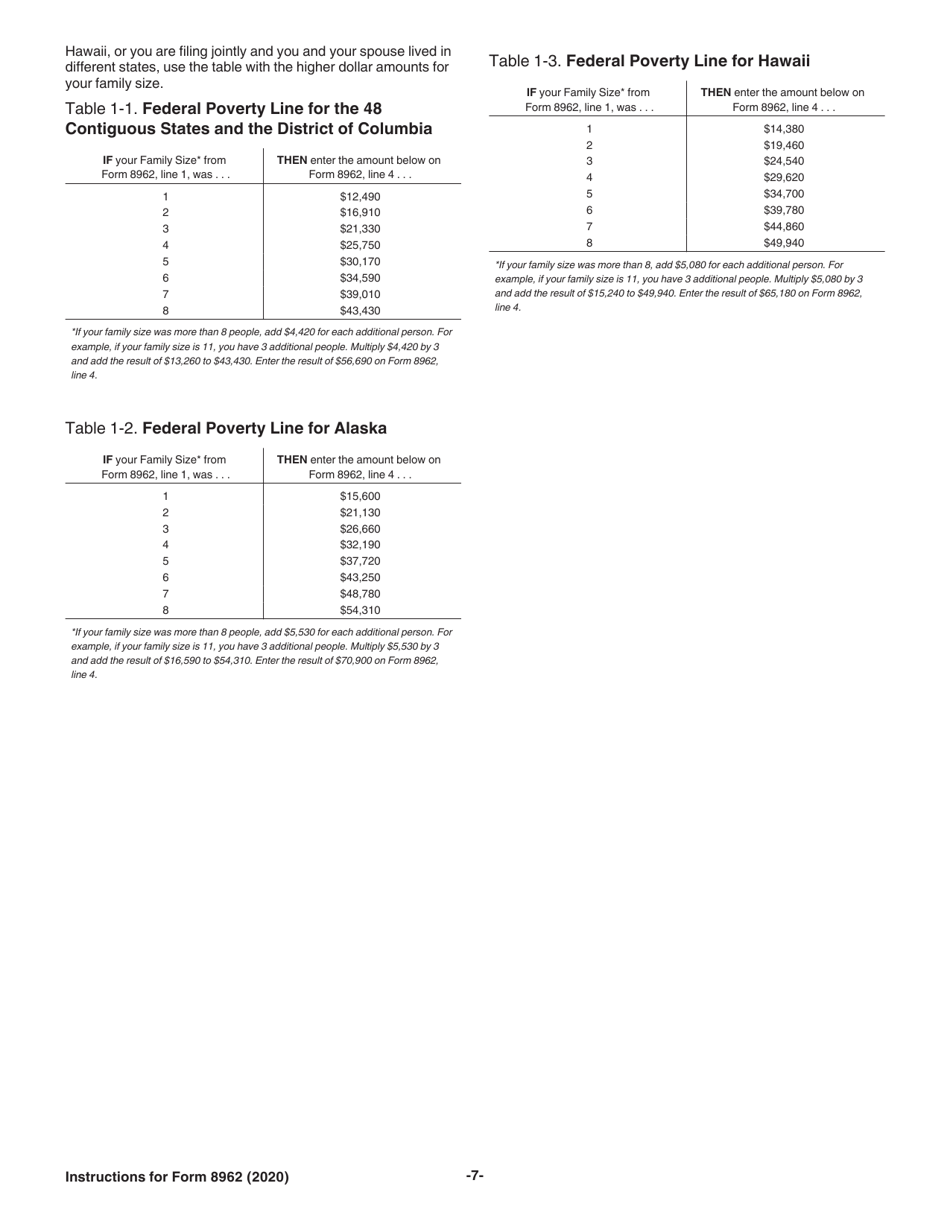 Instructions for IRS Form 8962 Premium Tax Credit (Ptc), Page 7