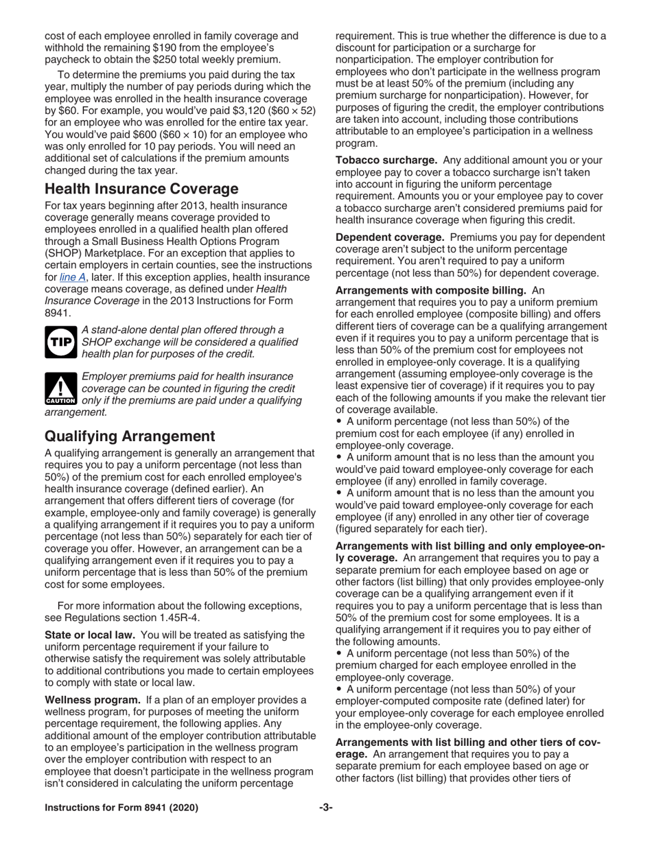Instructions for IRS Form 8941 Credit for Small Employer Health Insurance Premiums, Page 3