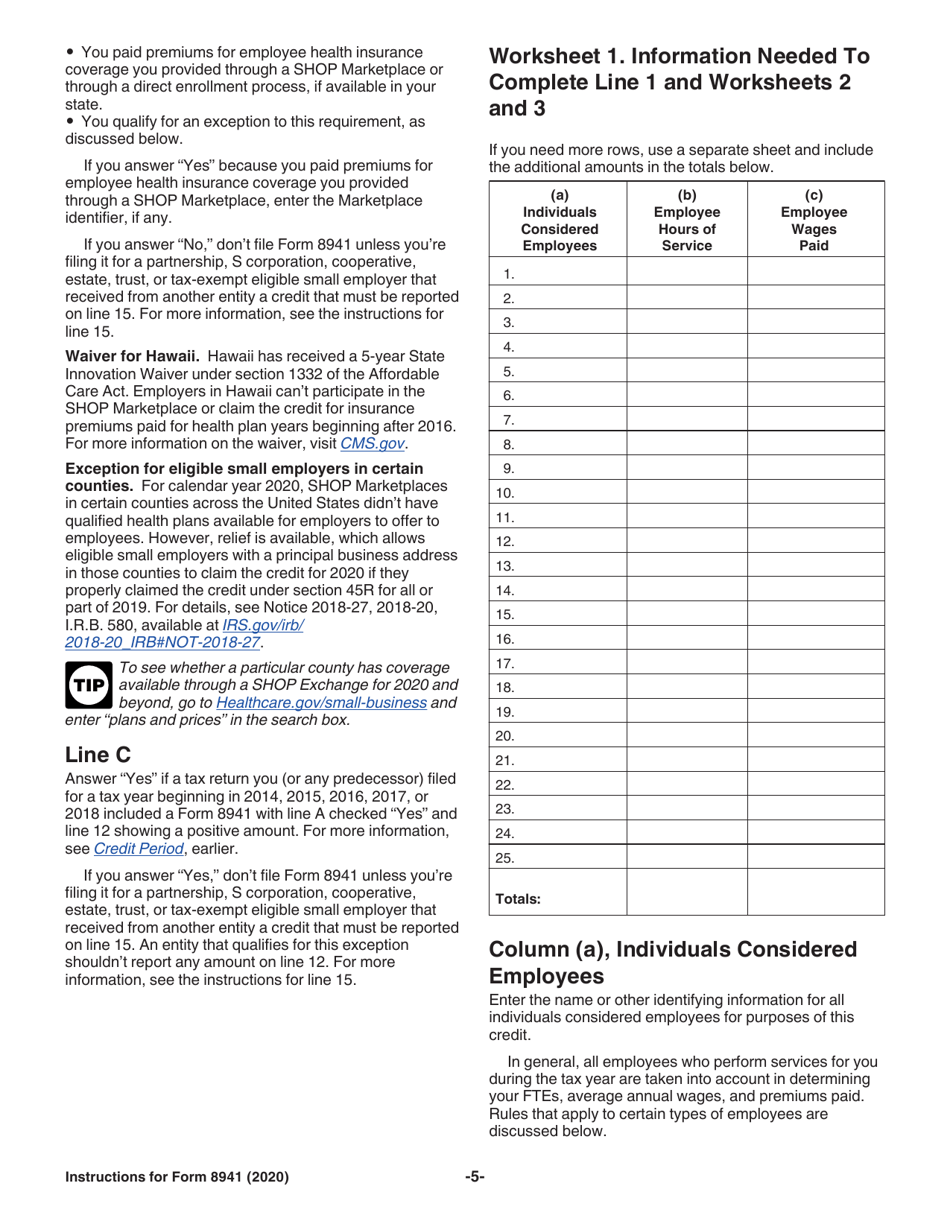 Instructions for IRS Form 8941 Credit for Small Employer Health Insurance Premiums, Page 5