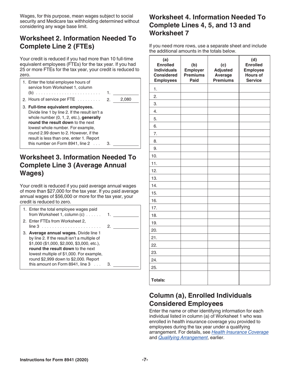 Instructions for IRS Form 8941 Credit for Small Employer Health Insurance Premiums, Page 7