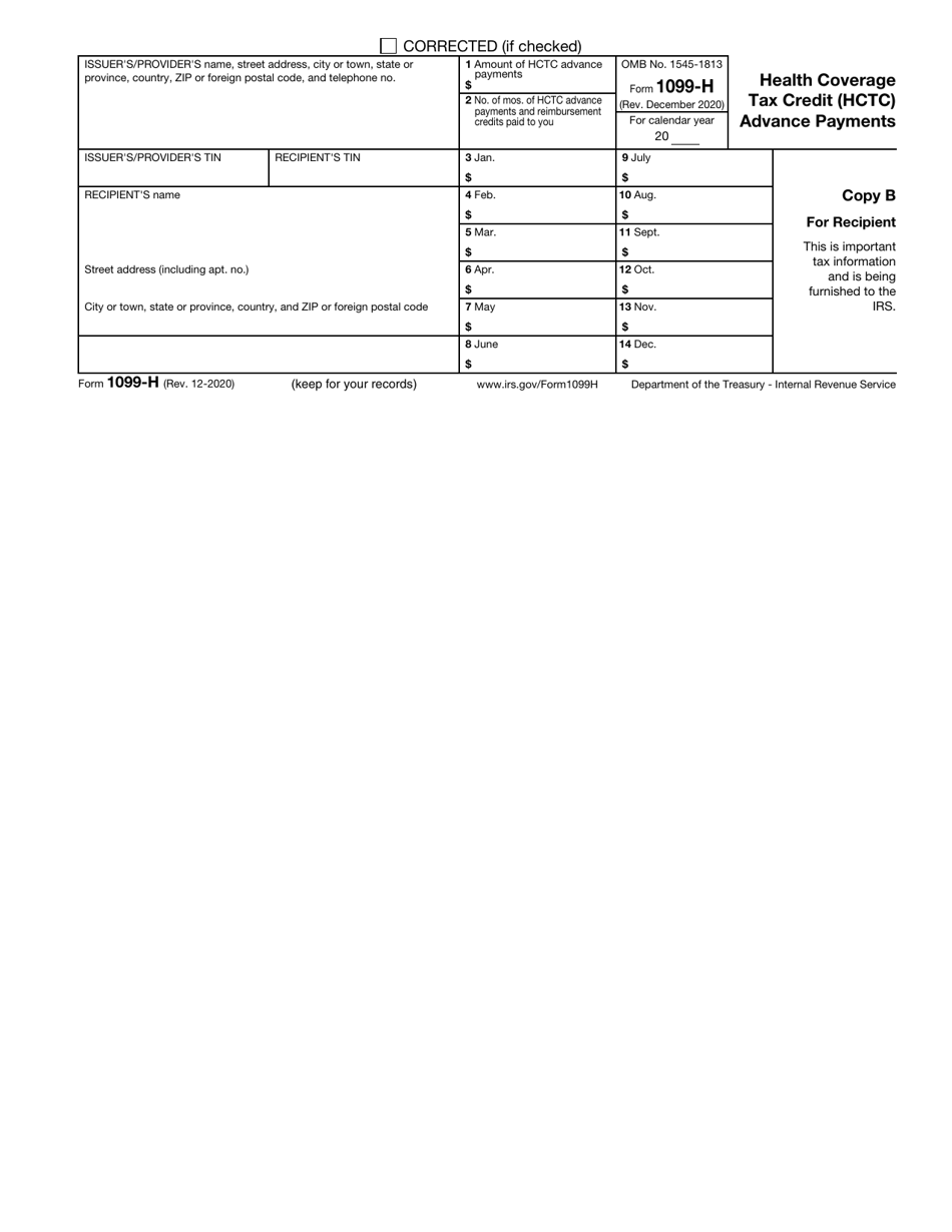 IRS Form 1099-H Health Coverage Tax Credit (Hctc) Advance Payments, Page 2