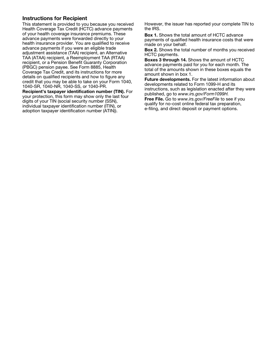IRS Form 1099-H Health Coverage Tax Credit (Hctc) Advance Payments, Page 3