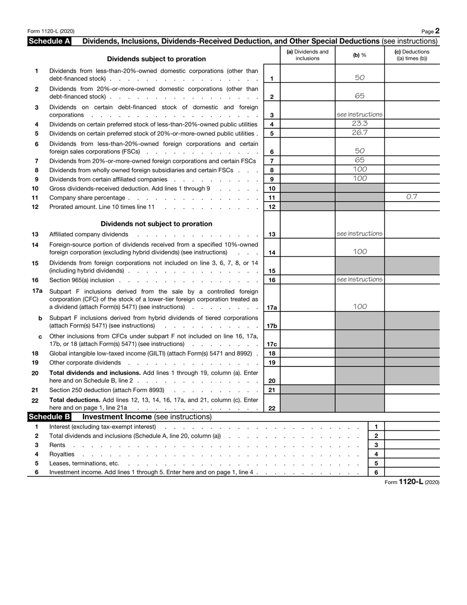 IRS Form 1120-L U.S. Life Insurance Company Income Tax Return, Page 2