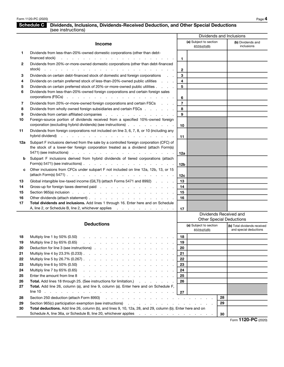 IRS Form 1120-PC U.S. Property and Casualty Insurance Company Income Tax Return, Page 4