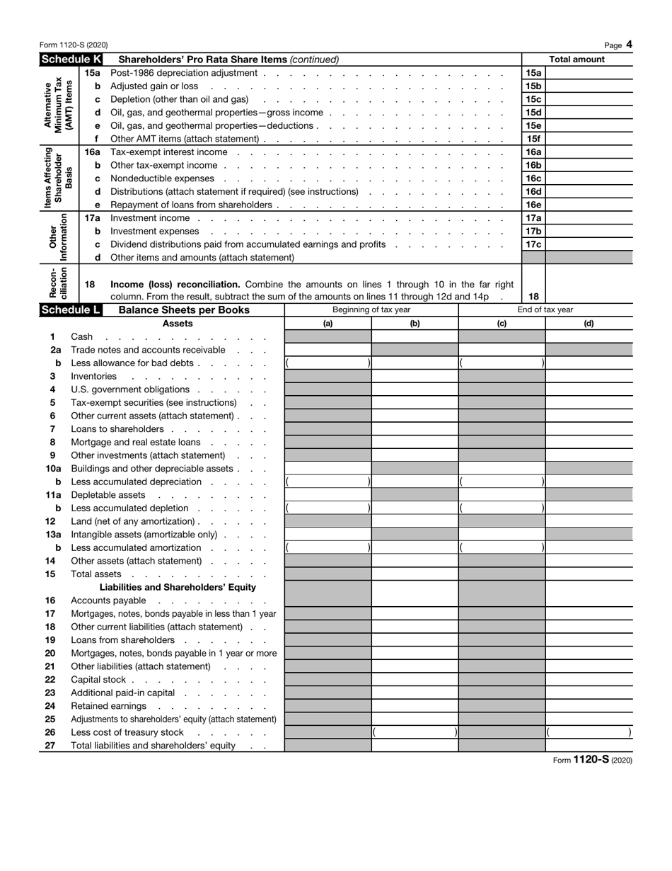 IRS Form 1120-S U.S. Income Tax Return for an S Corporation, Page 4