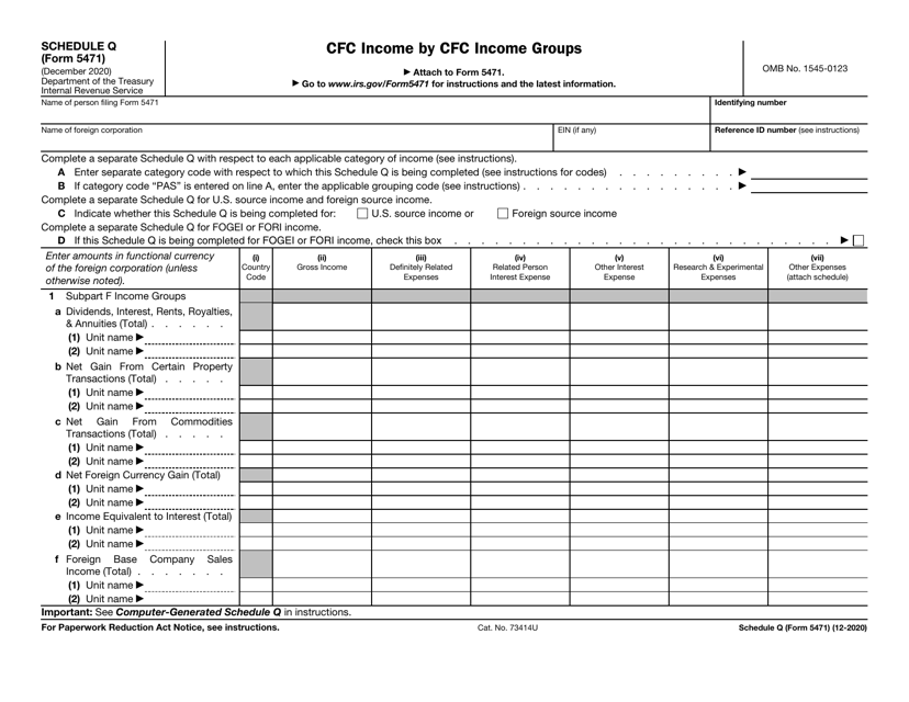 IRS Form 5471 Schedule Q  Printable Pdf