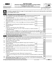 IRS Form 8863 Education Credits (American Opportunity and Lifetime Learning Credits)
