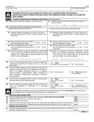 IRS Form 8863 Education Credits (American Opportunity and Lifetime Learning Credits), Page 2