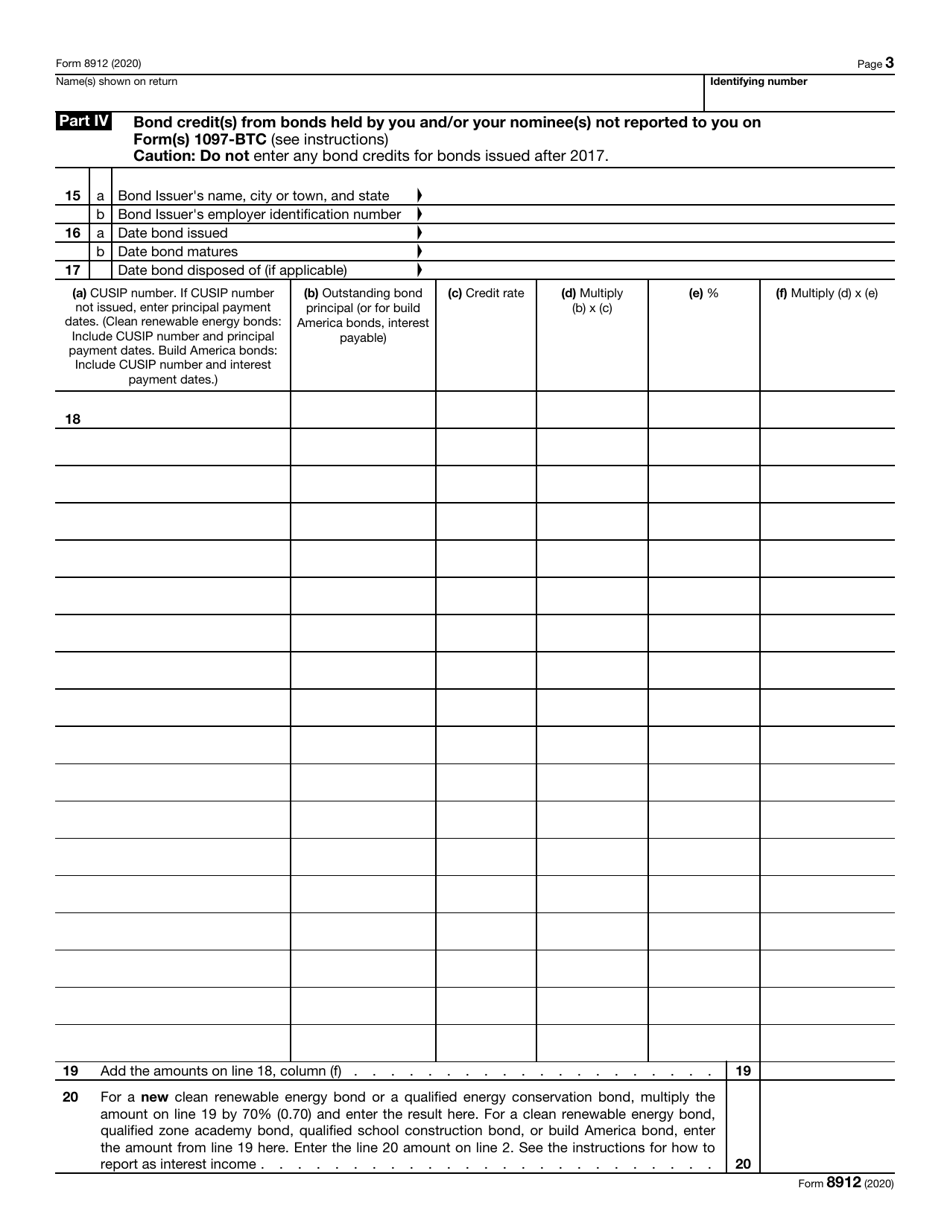IRS Form 8912 Credit to Holders of Tax Credit Bonds, Page 3