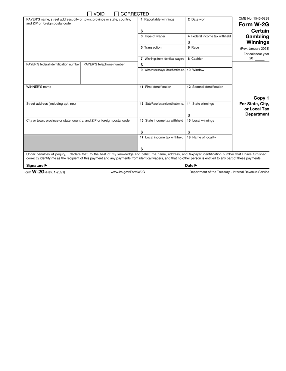 IRS Form W-2G Certain Gambling Winnings, Page 2