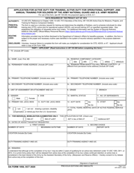 DA Form 1058 Application for Active Duty for Training, Active Duty for Operational Support, and Annual Training for Soldiers of the Army National Guard and U.S. Army Reserve