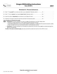 Instructions for Form OR-W-4, 150-101-402 Oregon Employee&#039;s Withholding Statement and Exemption Certificate - Oregon, Page 5
