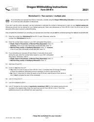 Download Instructions for Form OR W 4 150 101 402 Oregon Employee #39 s