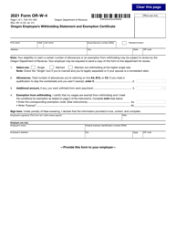 Form OR-W-4 (150-101-402) &quot;Oregon Employee's Withholding Statement and Exemption Certificate&quot; - Oregon, 2021