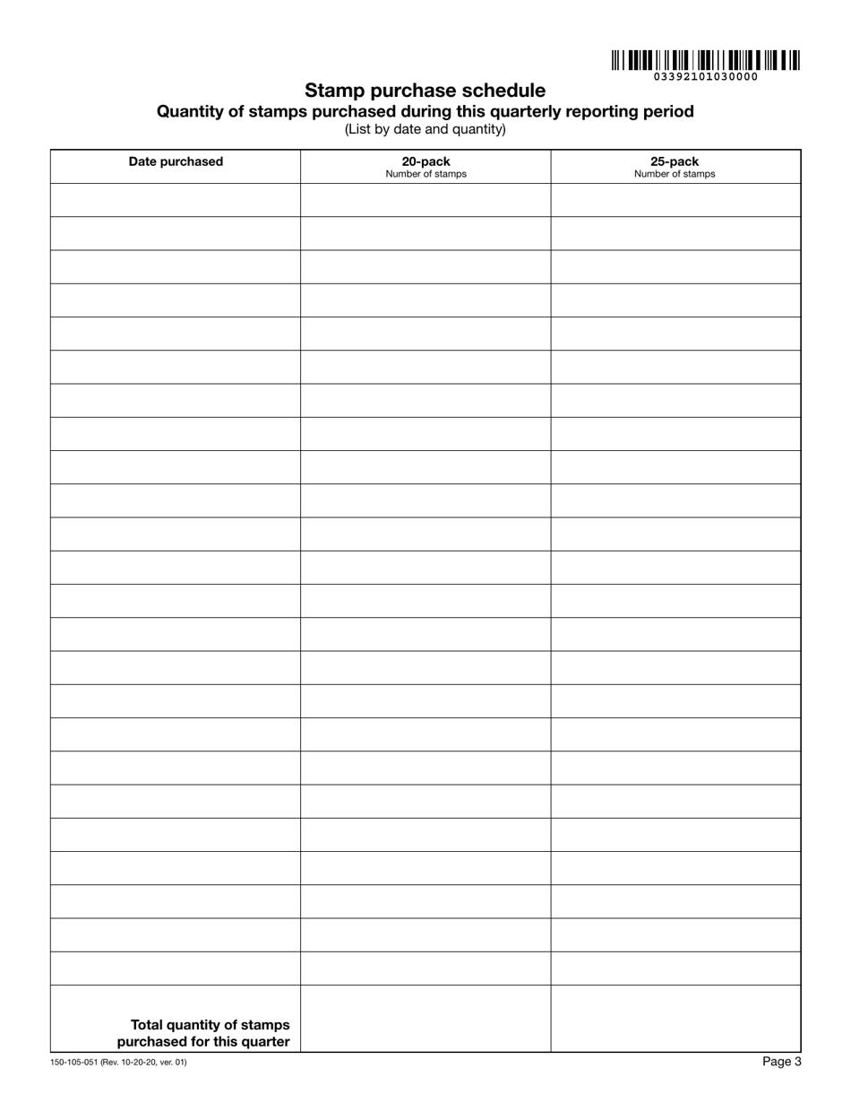 Form OR-511-IN (150-105-051) Oregon in-State Cigarette Distributor Quarterly Reconciliation Report - Oregon, Page 3