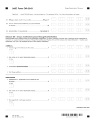 Form OR-20-S (150-102-025) Oregon S Corporation Tax Return - Oregon, Page 5