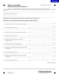 Form OR-DRD (150-102-038) Oregon Dividends-Received Deduction - Oregon