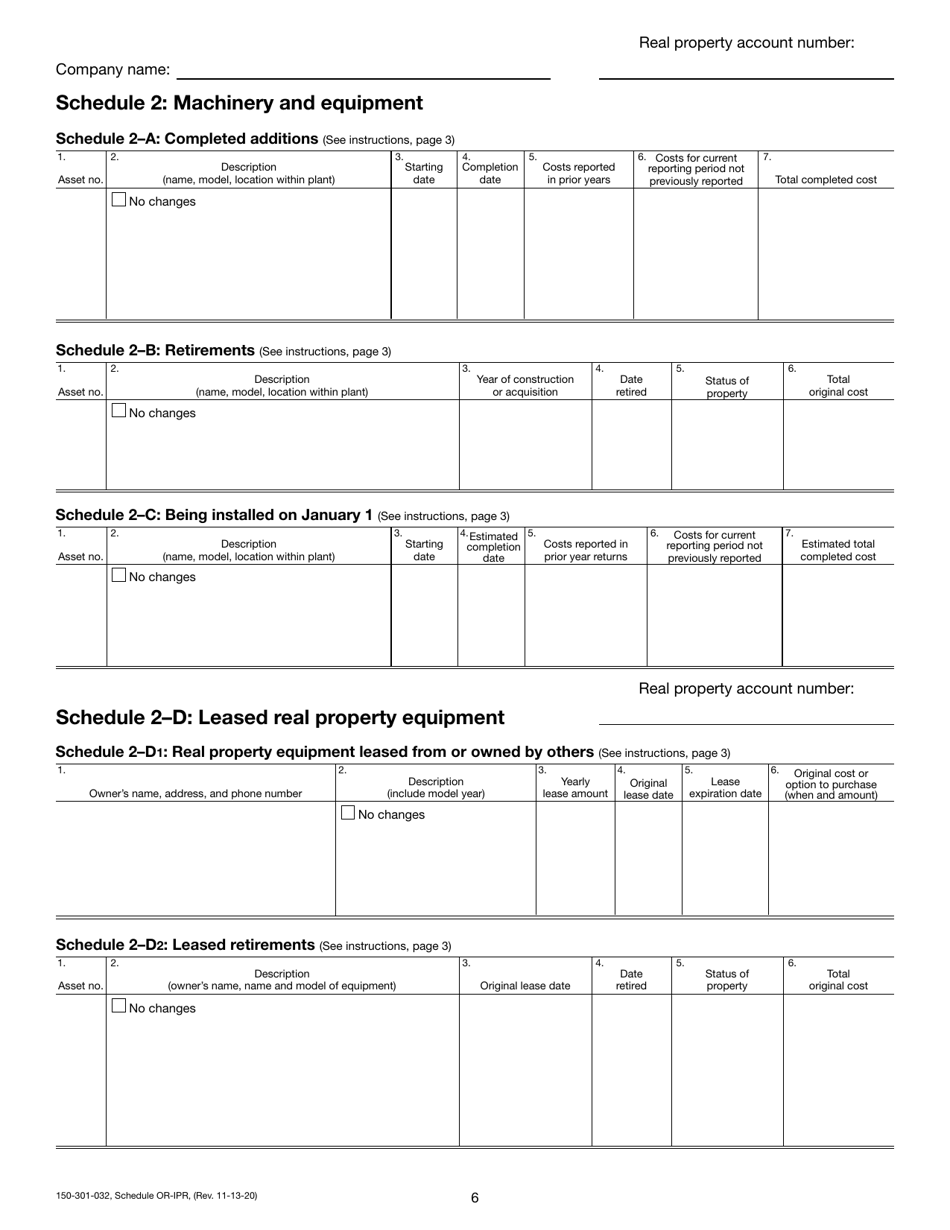 Form 150-301-032 Schedule OR-IPR Industrial Property Return - Oregon, Page 7