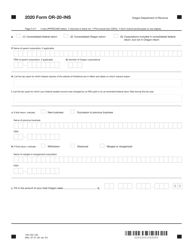 Form OR-20-INS (150-102-129) Oregon Insurance Excise Tax Return - Oregon, Page 2