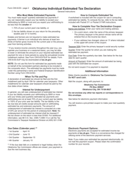 Form OW-8-ES Estimated Tax Declaration for Individuals - Oklahoma, Page 2