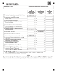 Form 511CR Other Credits Form - Oklahoma, Page 2