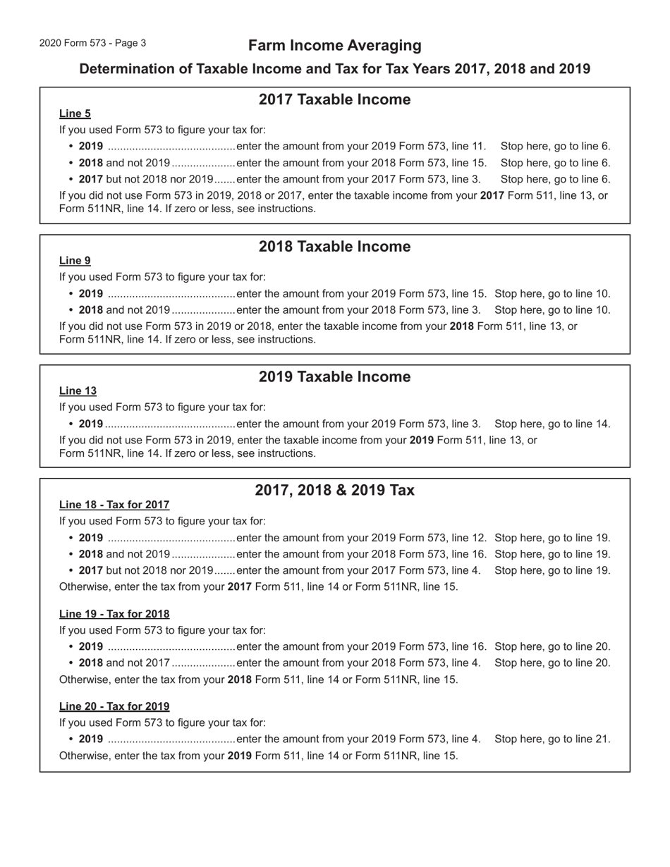 Form 573 Farm Income Averaging - Oklahoma, Page 3