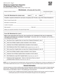 Form 561 Oklahoma Capital Gain Deduction for Residents Filing Form 511 - Oklahoma, Page 2