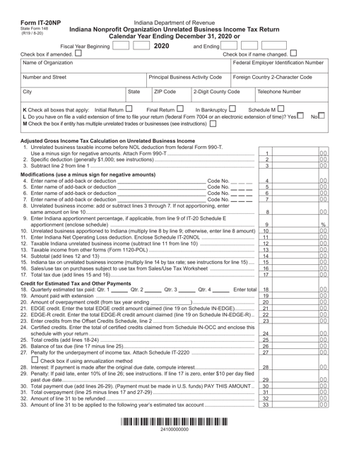 Form IT-20NP (State Form 148) 2020 Printable Pdf