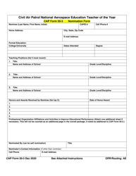 CAP Form 50-3 Civil Air Patrol National Aerospace Education Teacher of the Year Nomination Form, Page 2