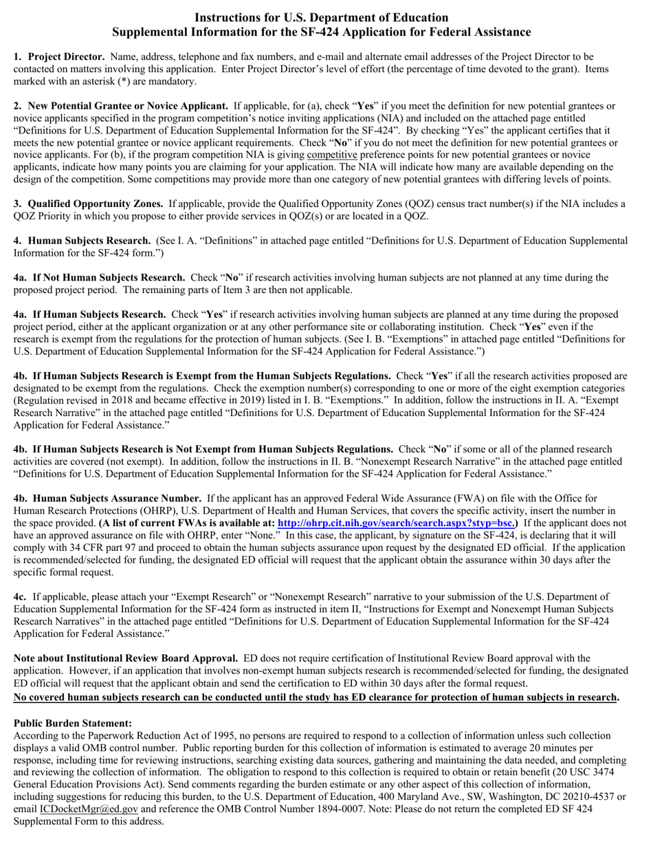 Download Instructions for Supplemental Information for the SF424