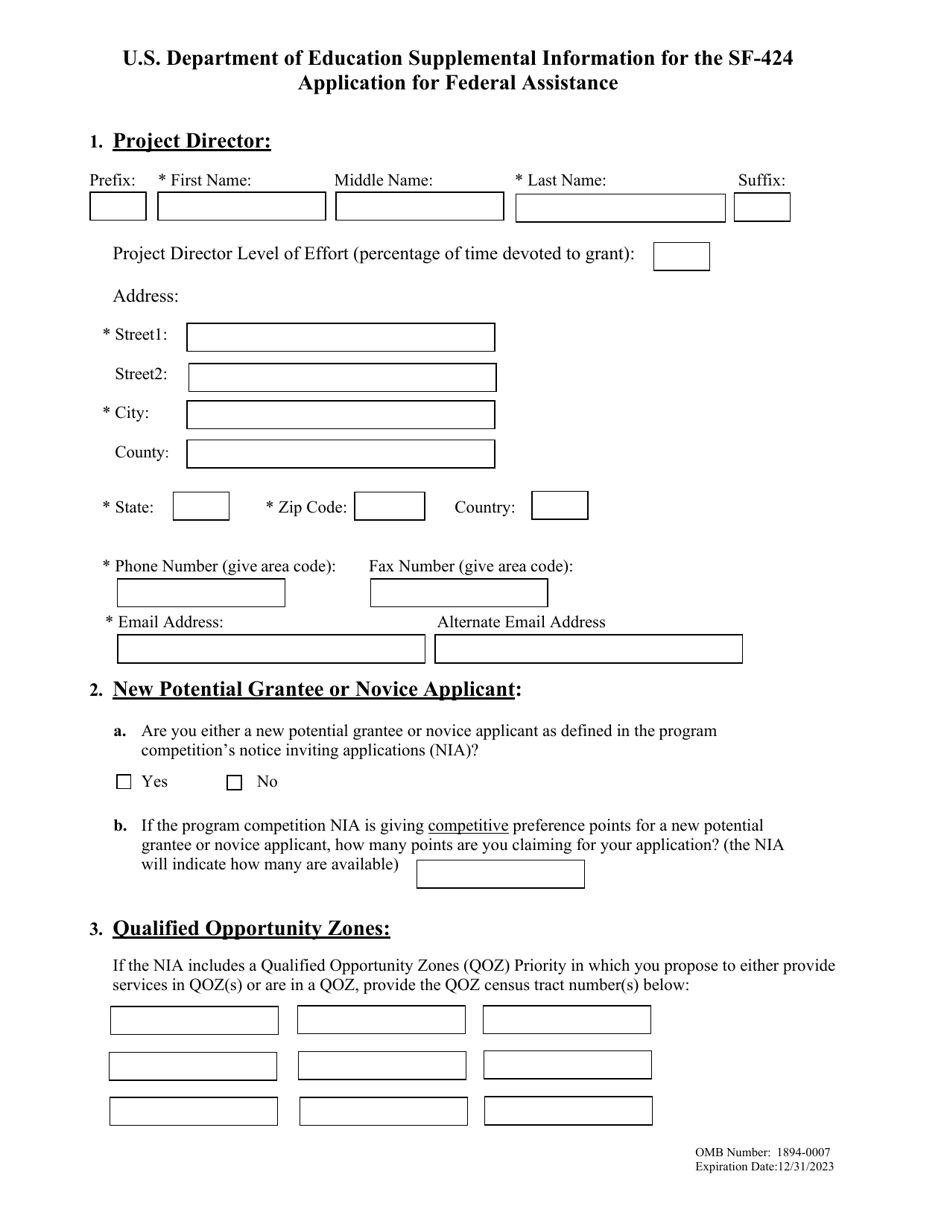 Supplemental Information For The Sf 424 Application For Federal Assistance Fill Out Sign 0685