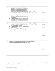 SBA Form 3509 Paycheck Protection Program Loan Necessity Questionnaire (For-Profit Borrowers), Page 8