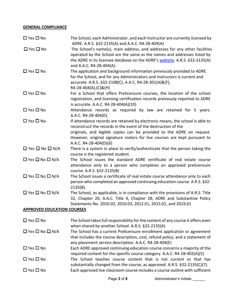 School Audit Declaration - Arizona, Page 3