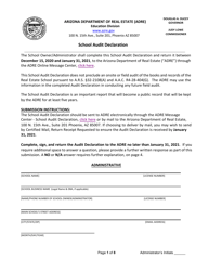 Document preview: School Audit Declaration - Arizona