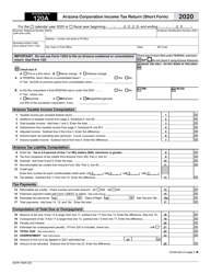 Arizona Form 120A (ADOR10949) Arizona Corporation Income Tax Return (Short Form) - Arizona
