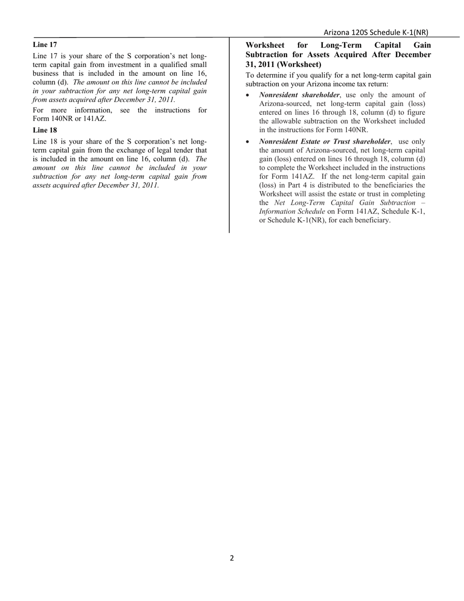 Arizona Form 120S (ADOR10338) Schedule K1(NR) 2020 Fill Out, Sign