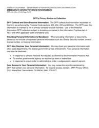 Form DFPI-550 Emergency Contact Person Information - California, Page 2