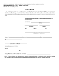 Form DFPI-380 Credit Union Official - Questionnaire - California, Page 3