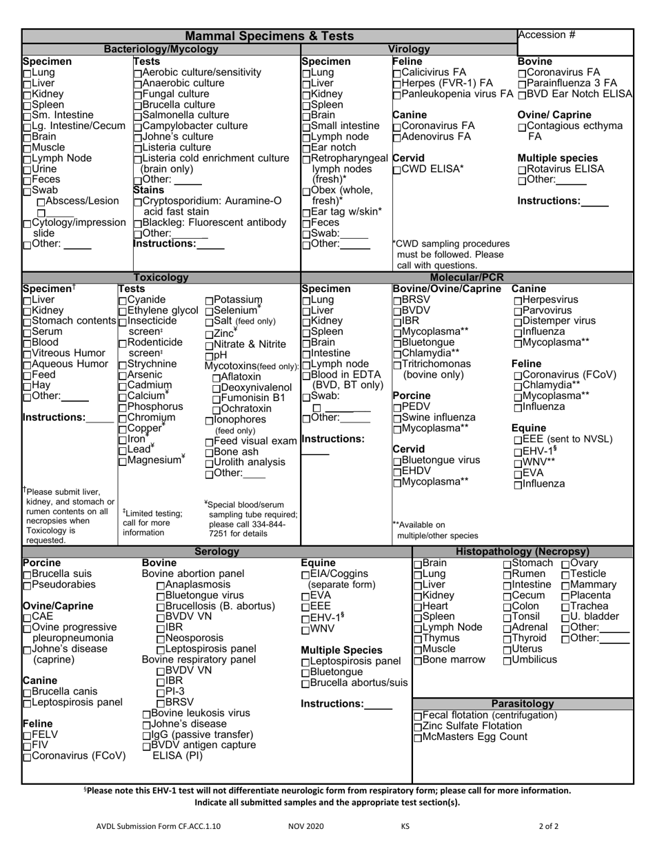AVDL Form CF.ACC.1.10 General Submission Form - Alabama, Page 2