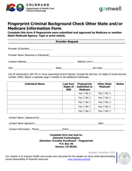 Document preview: Fingerprint Criminal Background Check Other State and/or Medicare Information Form - Colorado
