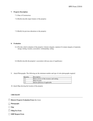 Historic Property Evaluation - Survey Form - Hawaii, Page 2